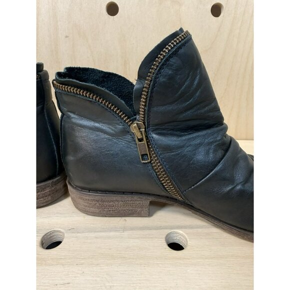 Miz Mooz Luna Ankle Bootie Womens 8 Midnight Blue Leather Zipper Accents $175 - Picture 8 of 13